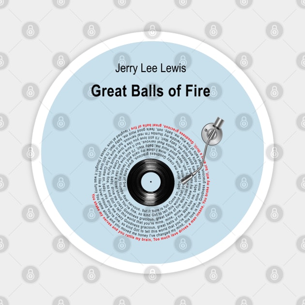 GREAT BALLS OF FIRE LYRICS ILLUSTRATIONS Magnet by Vansa Design